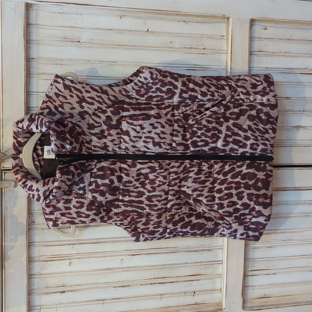 CAbi, Juliet animal print puffer vest. Medium